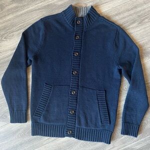 The north face blue label wool blend full zip/button combo high neck sweater M